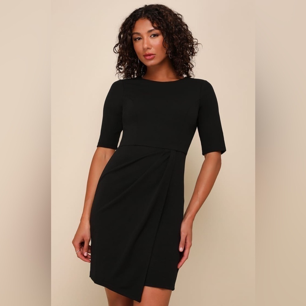 Lulu’s Westwood Black Half Sleeve Sheath Mini Dress Black sz Small